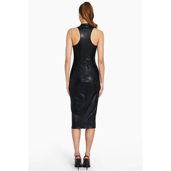 NEW AMANDA UPRICHARD declan faux leather dress in black - Picture 4 of 4
